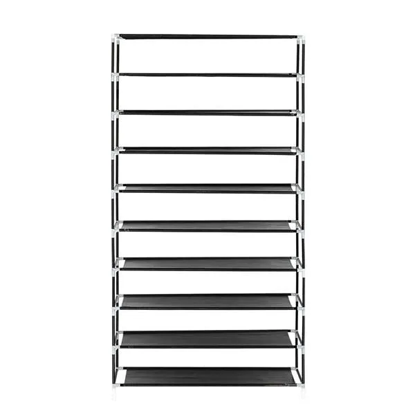 10 Tiers Shoe Rack with Dustproof Cover Closet Shoe Storage Cabinet Organizer Black