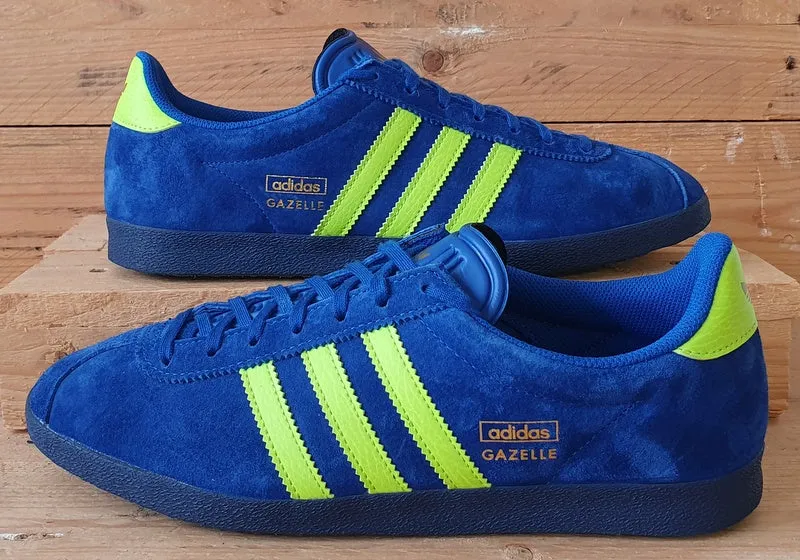 Adidas Gazelle Low Suede Trainers UK9/US9.5/EU43 FZ2686 Blue/Volt Yellow