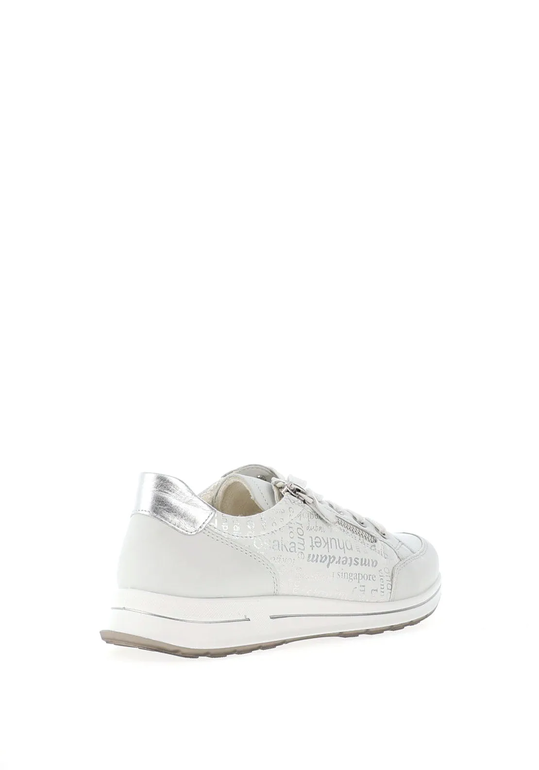 Ara Leather Printed Side Zip Trainers, White
