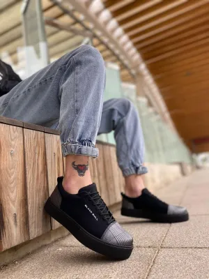BA0104 Lace-Up Black Plaid Suede Black Sole Sport Classic Men's Shoes
