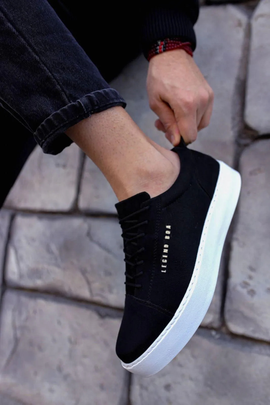 BA0104 Lace-up Nubuck Sport Classic Black Men's Shoes