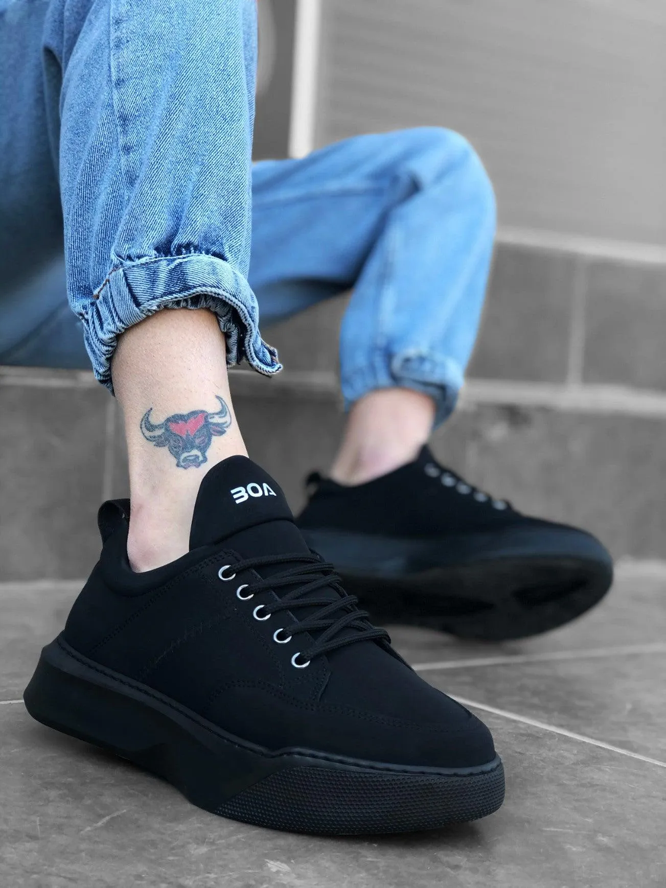 BA0163 Lace-Up Band Men's High Sole Sneaker Sport Shoes