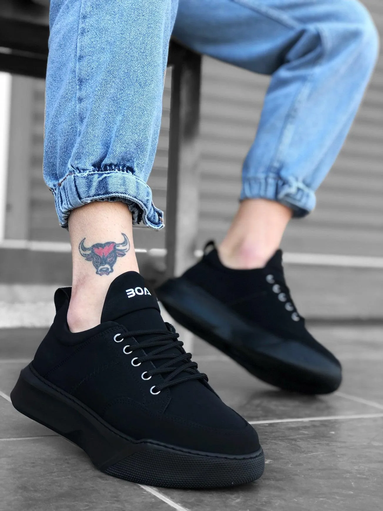 BA0163 Lace-Up Band Men's High Sole Sneaker Sport Shoes