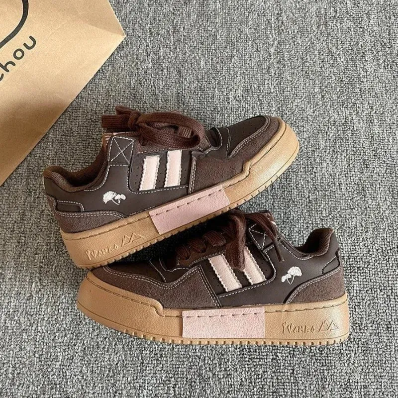 binfenxie  -  Yellow Womens Sports Shoes Sweet Cute Designer Women Sneakers PU Leather Fashion Casual Versatile Platform Shoes