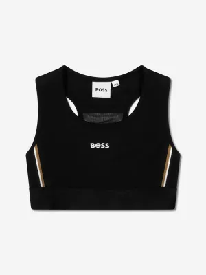 BOSS Girls Logo Sports Top In Black