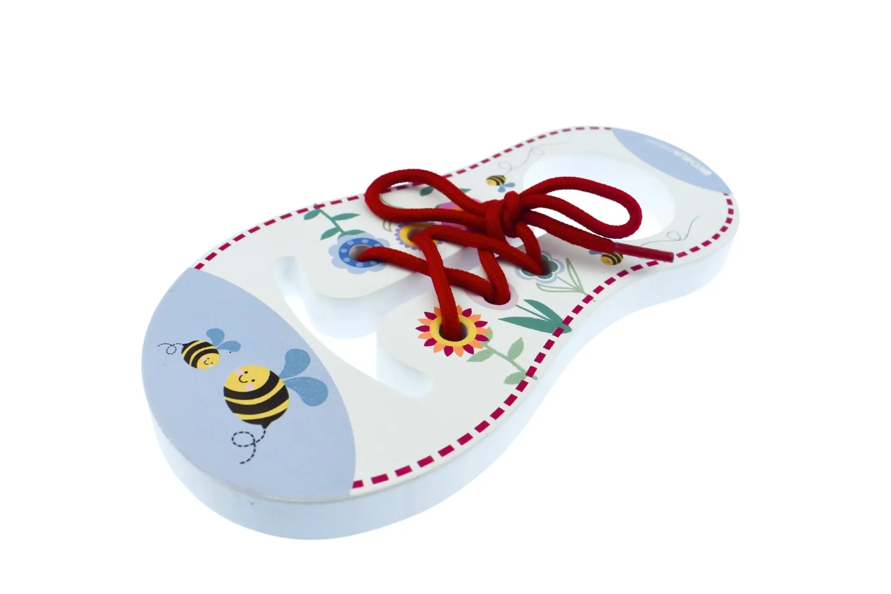 Buzzy Days Wooden Learn to Tie Shoes Set | Educational Toy