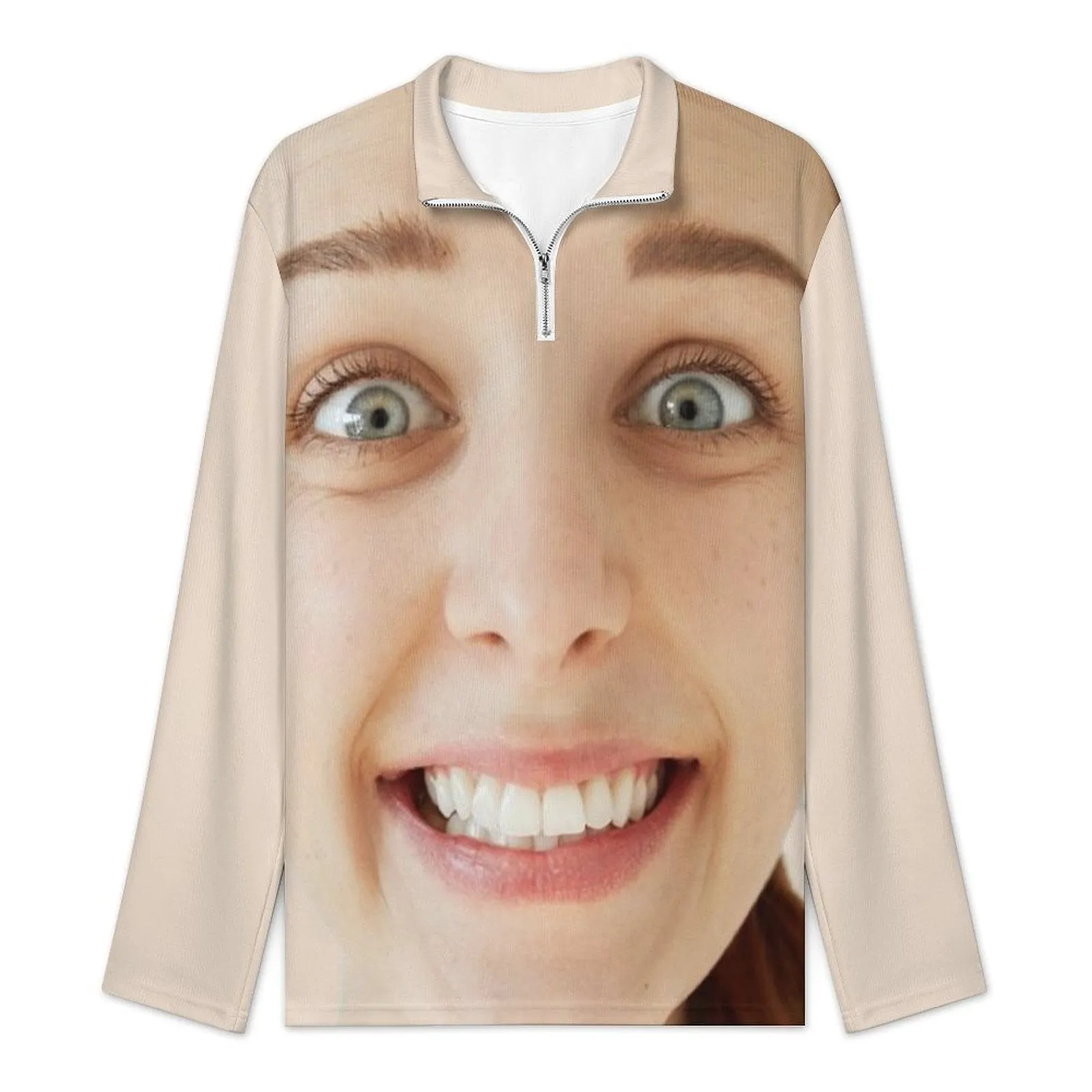 Custom Full Print Big Face Long Sleeve Men's Sweater Polos