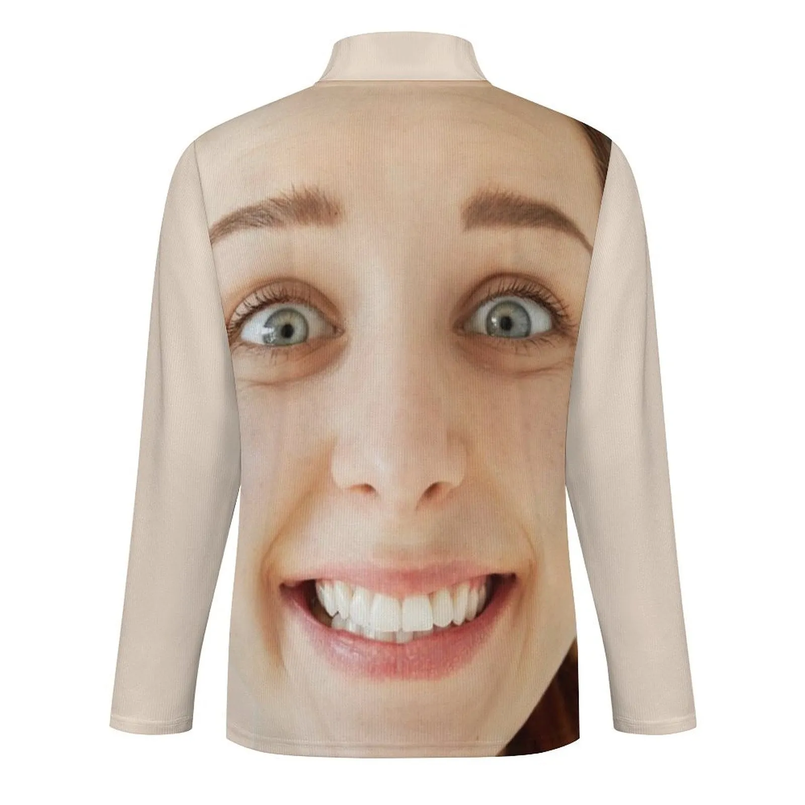 Custom Full Print Big Face Long Sleeve Men's Sweater Polos