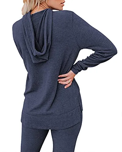 ETCYY NEW Lounge Sets for Women Two Piece Outfits Sweatsuits Sets Long Pant Loungewear Workout Athletic Tracksuits, B-91#blue, Large