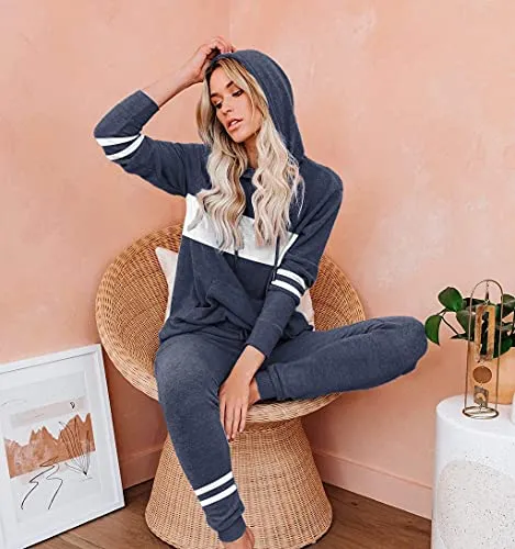 ETCYY NEW Lounge Sets for Women Two Piece Outfits Sweatsuits Sets Long Pant Loungewear Workout Athletic Tracksuits, B-91#blue, Large