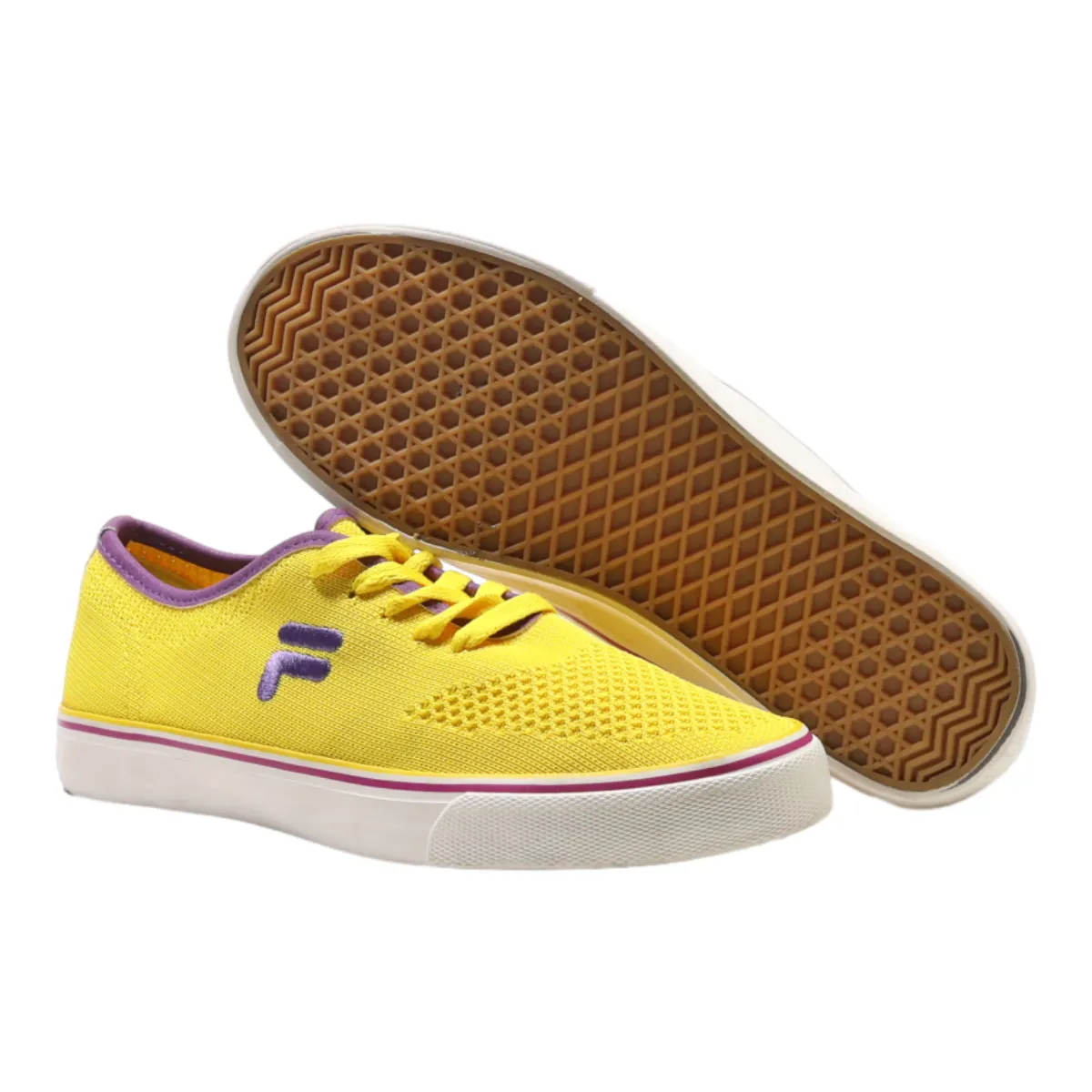 FILA Low Top Trainers Yellow Canvas Womens UK 7