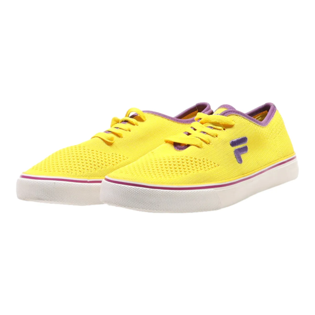 FILA Low Top Trainers Yellow Canvas Womens UK 7