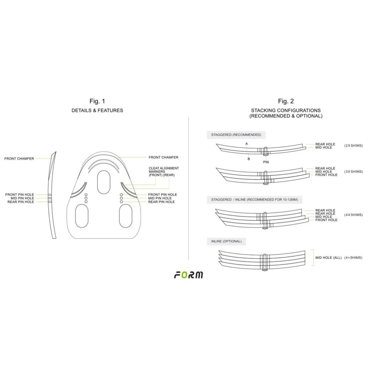 Form Bike Fit Cleats | Leg Length Shim, Universal 3-Hole, 2mm/3mm Stack Height