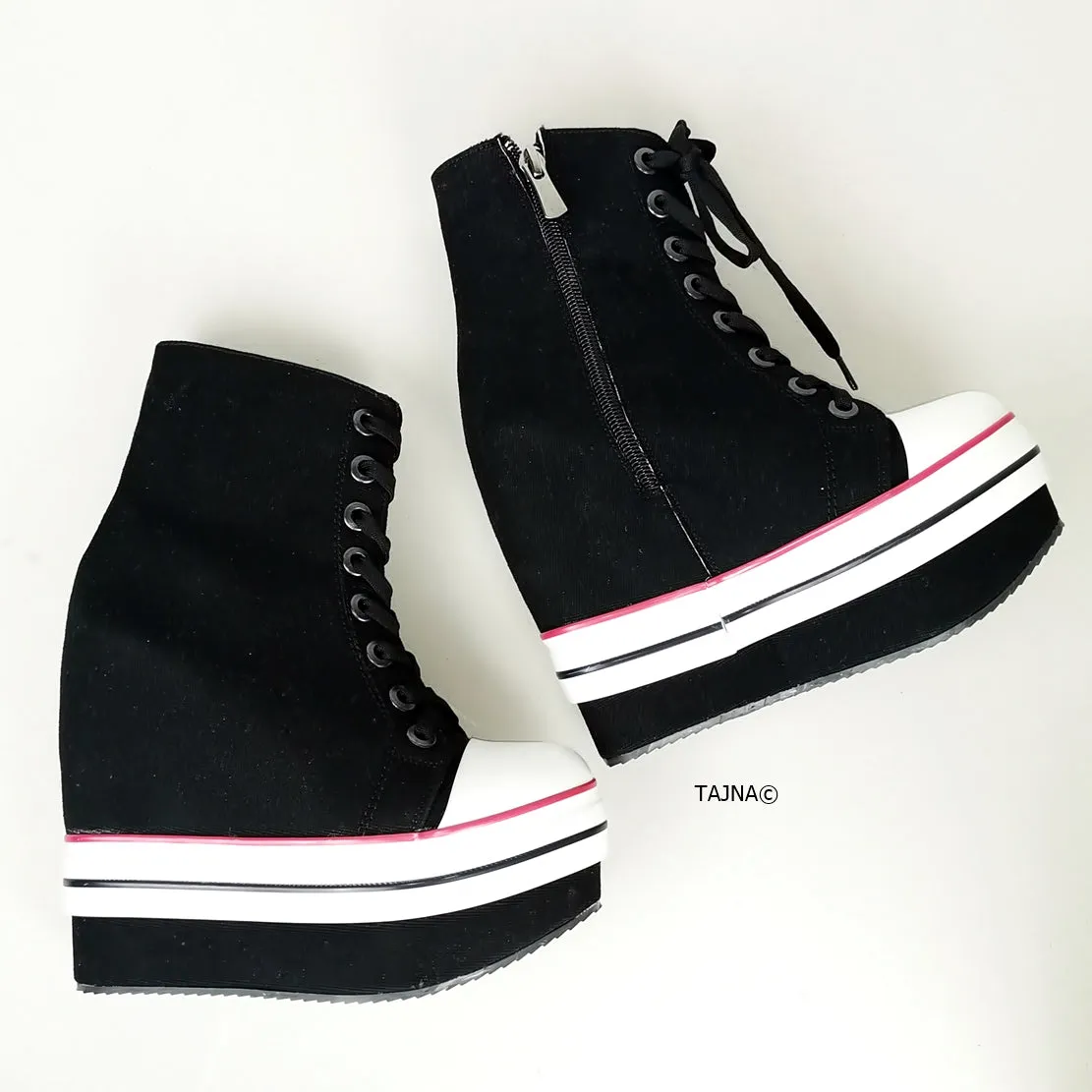 Hidden Heel Lace Up Sport Wedges