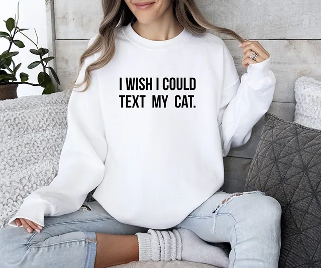 I Wish I Could Text My Cat Women's 3 Piece Pajama Set - In 3 Color Choices
