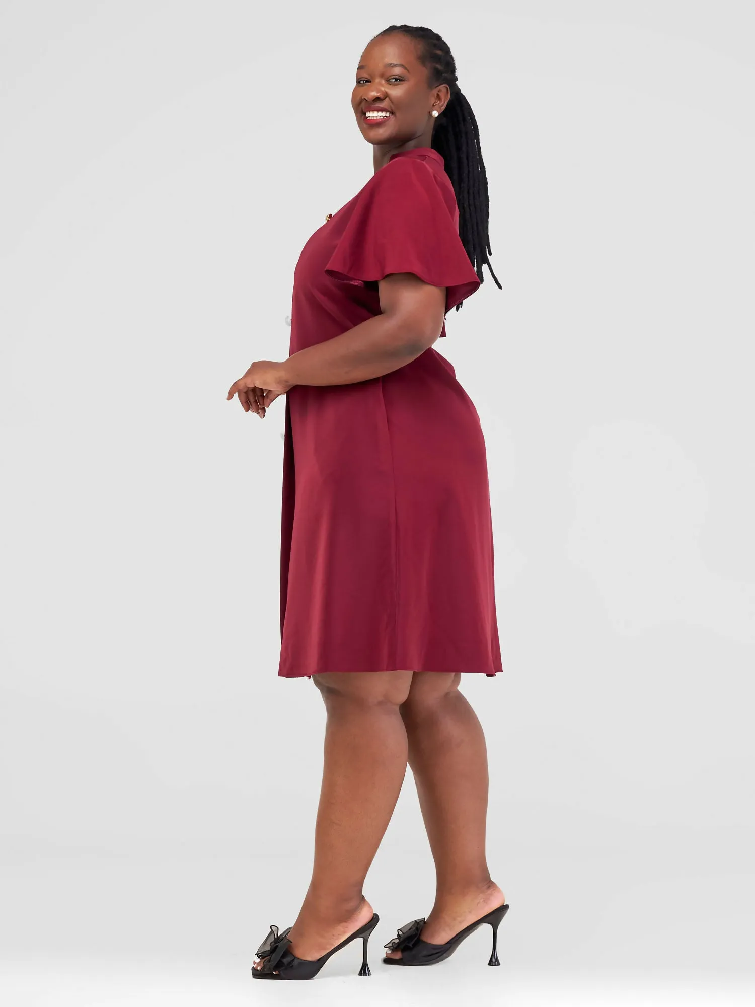 Jolly Fancy Wear Taira Shift Dress - Maroon