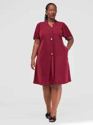Jolly Fancy Wear Taira Shift Dress - Maroon