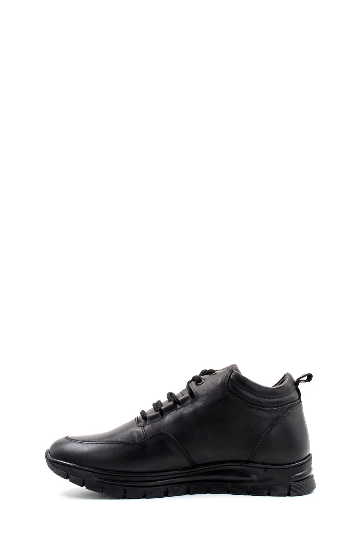 Men's Black High-Top Leather Sneakers with Cushioned Sole - Wessi