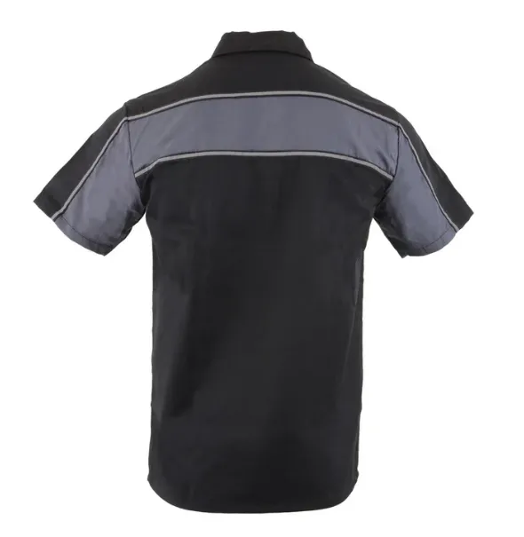 Milwaukee Leather Men’s Two-Tone Black and Grey Short Sleeve Motorcycle Mechanic Shirt with Reflective Material - MDM11672.01