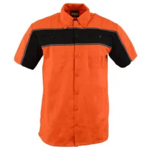 Milwaukee Leather Men’s Two-Tone Short Sleeve Motorcycle Mechanic Shirt with Reflective Material - MDM11670.144