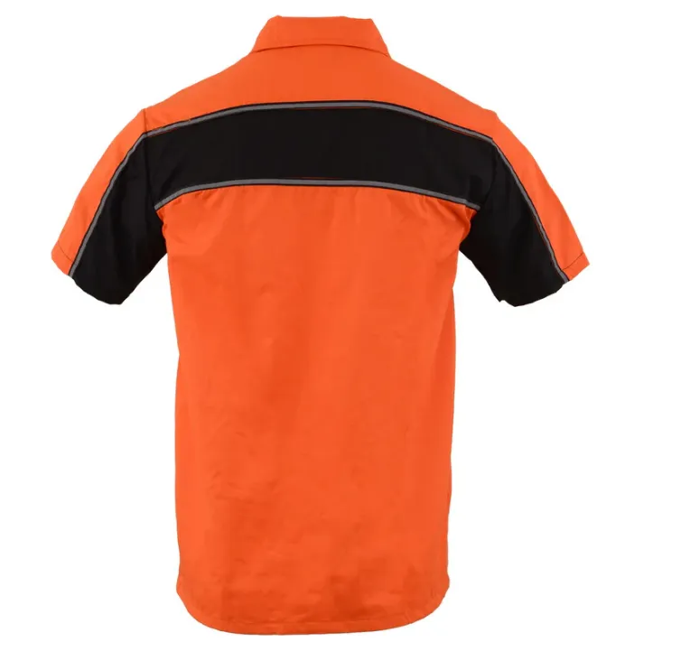 Milwaukee Leather Men’s Two-Tone Short Sleeve Motorcycle Mechanic Shirt with Reflective Material - MDM11670.144