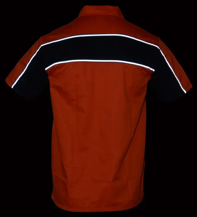Milwaukee Leather Men’s Two-Tone Short Sleeve Motorcycle Mechanic Shirt with Reflective Material - MDM11670.144