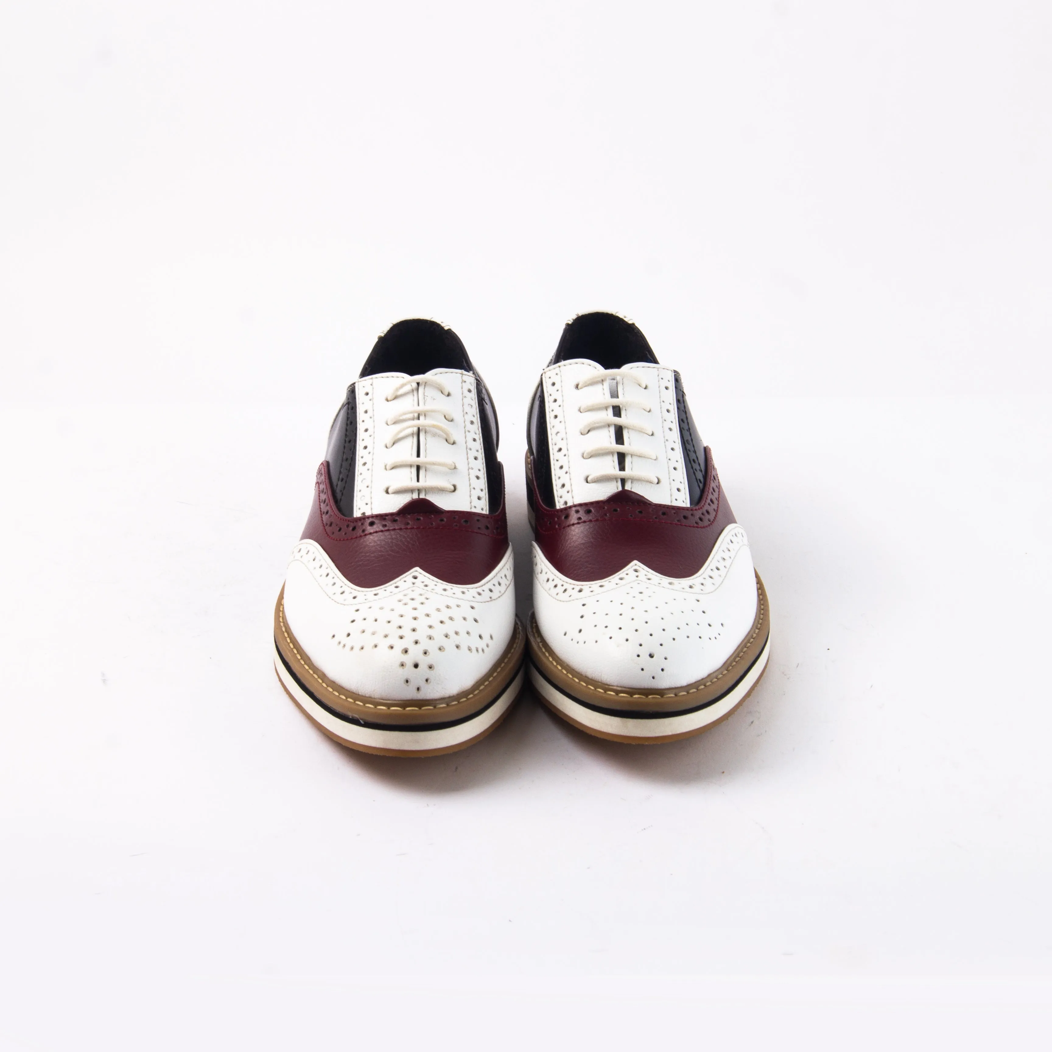 Monkstory Beverly Tricolour Brogues - White