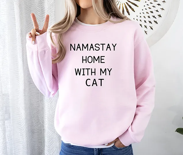 Namastay Home With My Cat Women's 3 Piece Pajama Set - In 3 Color Choices
