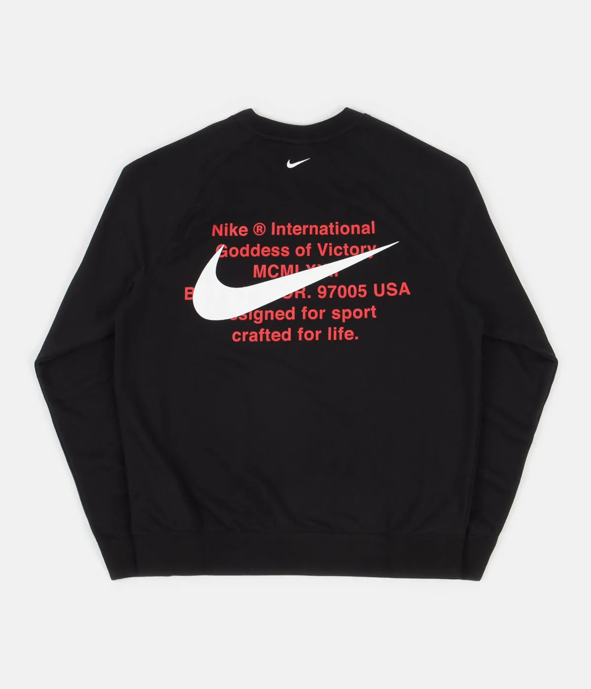 Nike Swoosh French Terry Crewneck Sweatshirt - Black / White