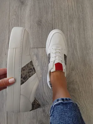 Paul Green - 5230 White and Leopard Trainers