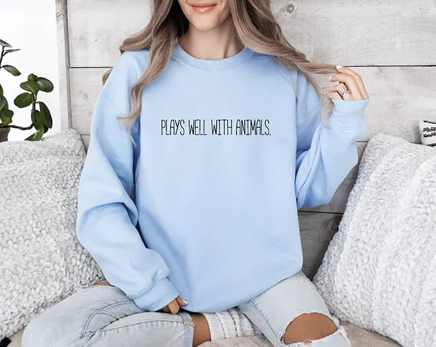 Plays Well With Animals Are Blue Women's 3 Piece Dog Pajama Set - In 3 Color Choices