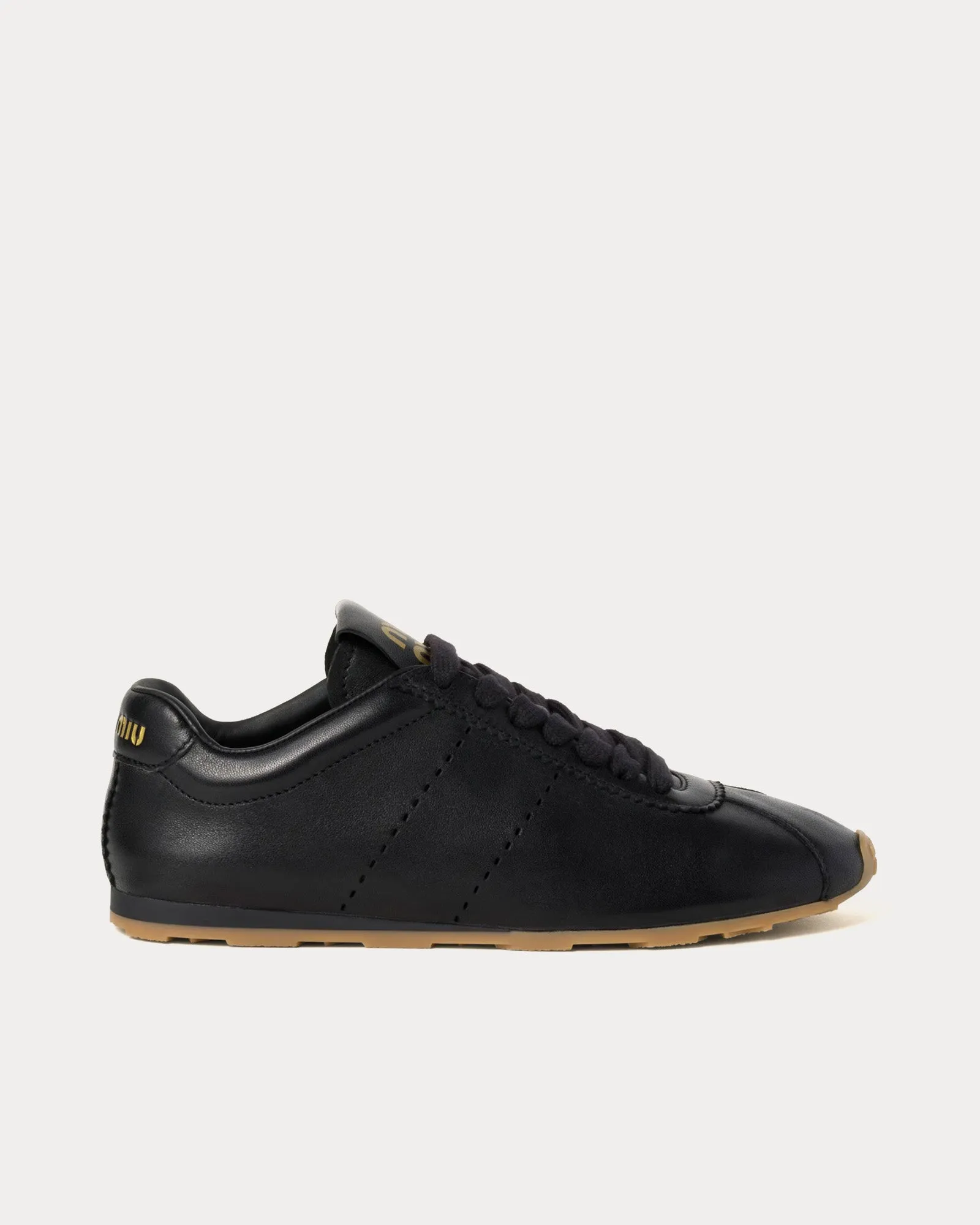 Plume Nappa Leather Black Low Top Sneakers