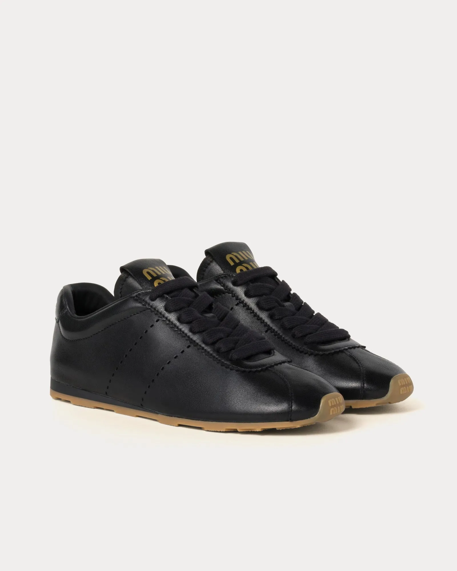 Plume Nappa Leather Black Low Top Sneakers