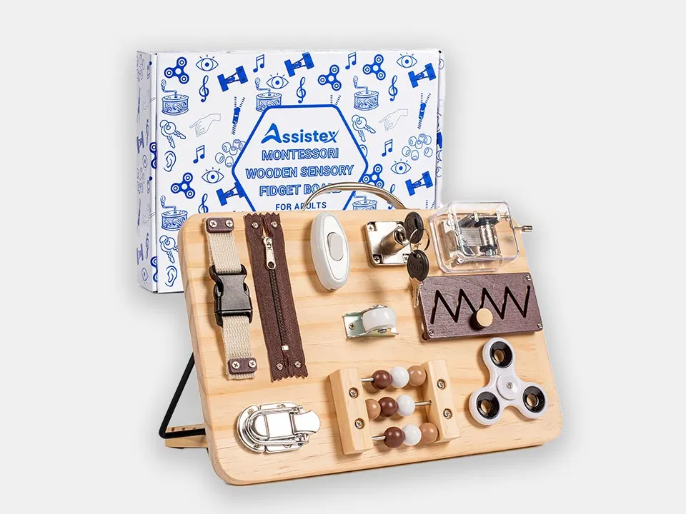 Portable Wooden Fidget Busy Board for Adults