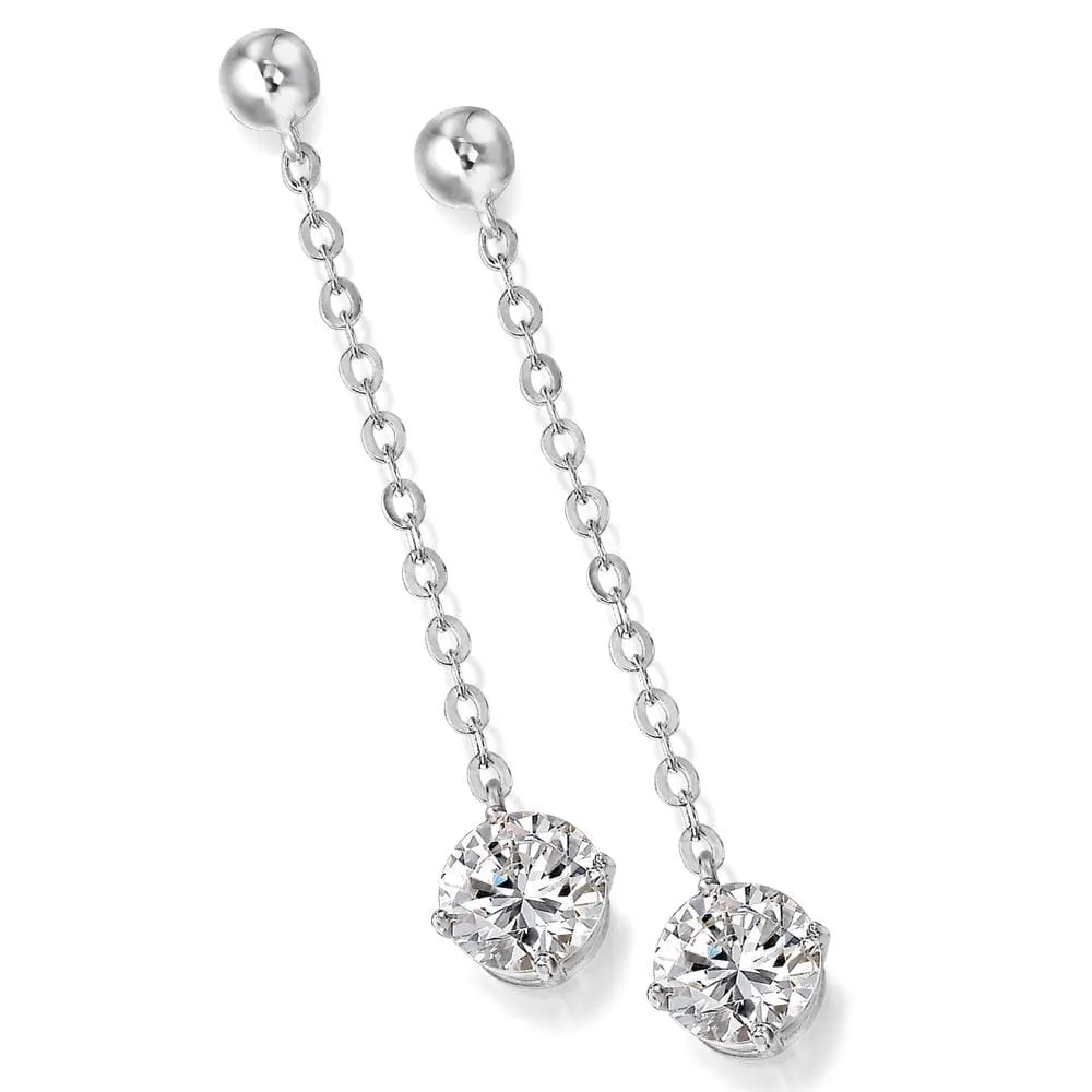 Posh Solitaire Drop Earrings