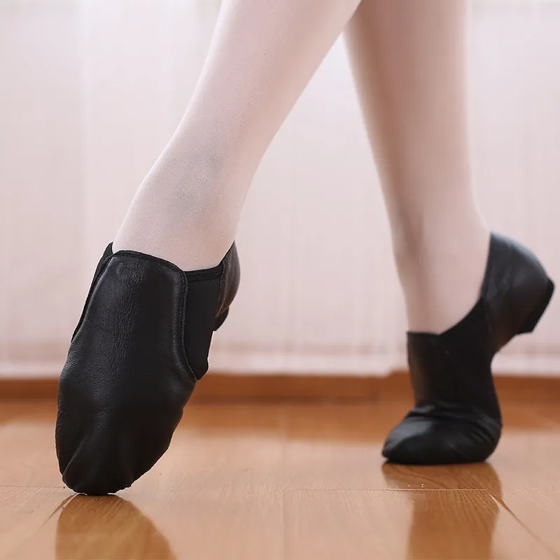 Real Leather Black 0.5 cm Heels Teaching & Practice Shoes Jazz Dance Shoes