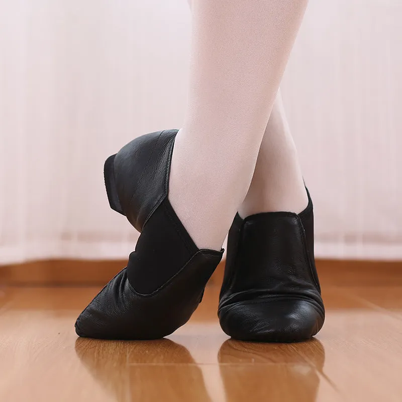 Real Leather Black 0.5 cm Heels Teaching & Practice Shoes Jazz Dance Shoes
