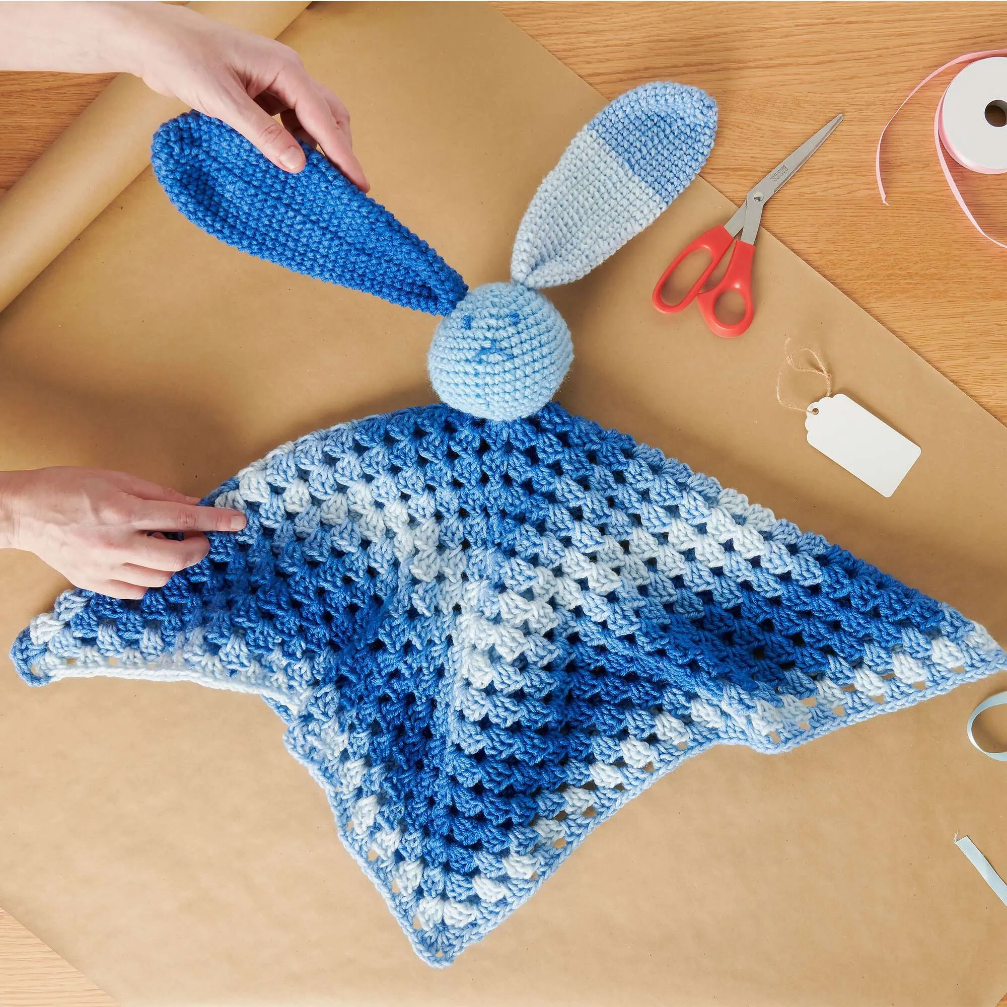 Red Heart Jessica’s Crochet Bunny Lovie Blanket