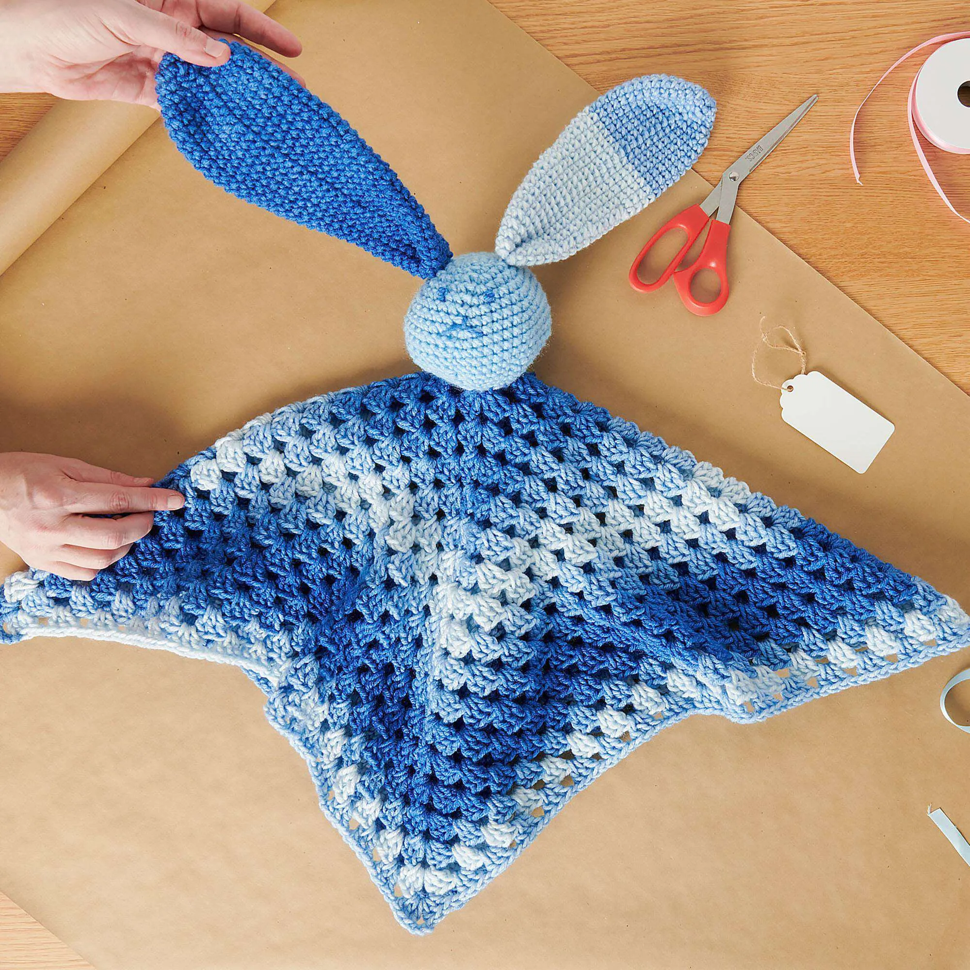 Red Heart Jessica’s Crochet Bunny Lovie Blanket