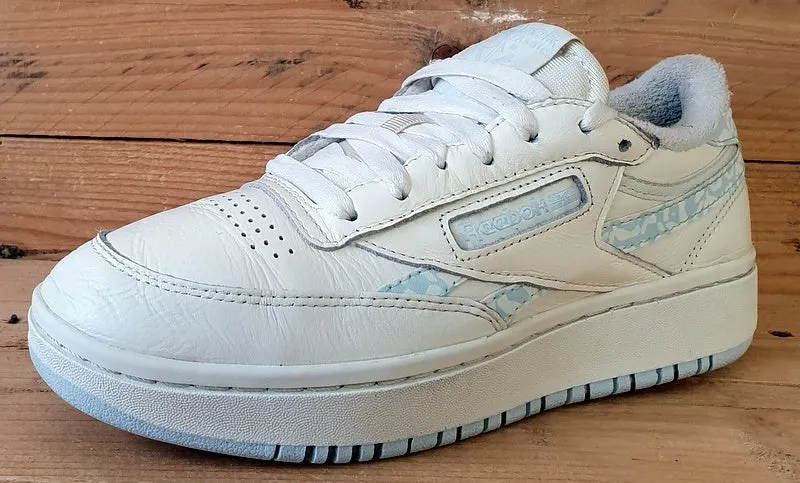 Reebok Club C Double Low Leather Trainers UK4/US6.5/EU37 H03652 Chalk/Blue