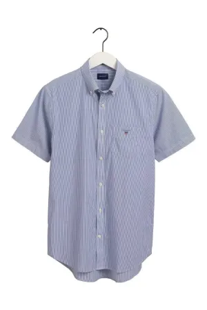 Regular Fit Broadcloth Banker Short Sleeve Shirt - College Blue