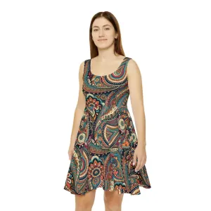 Rockin Paisley Pattern Women Skater Dress