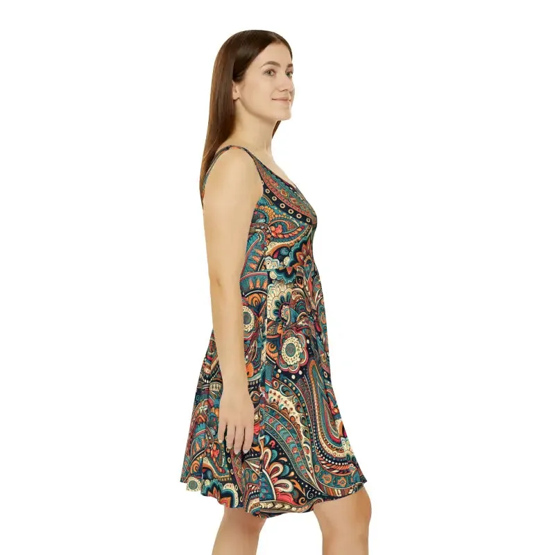 Rockin Paisley Pattern Women Skater Dress