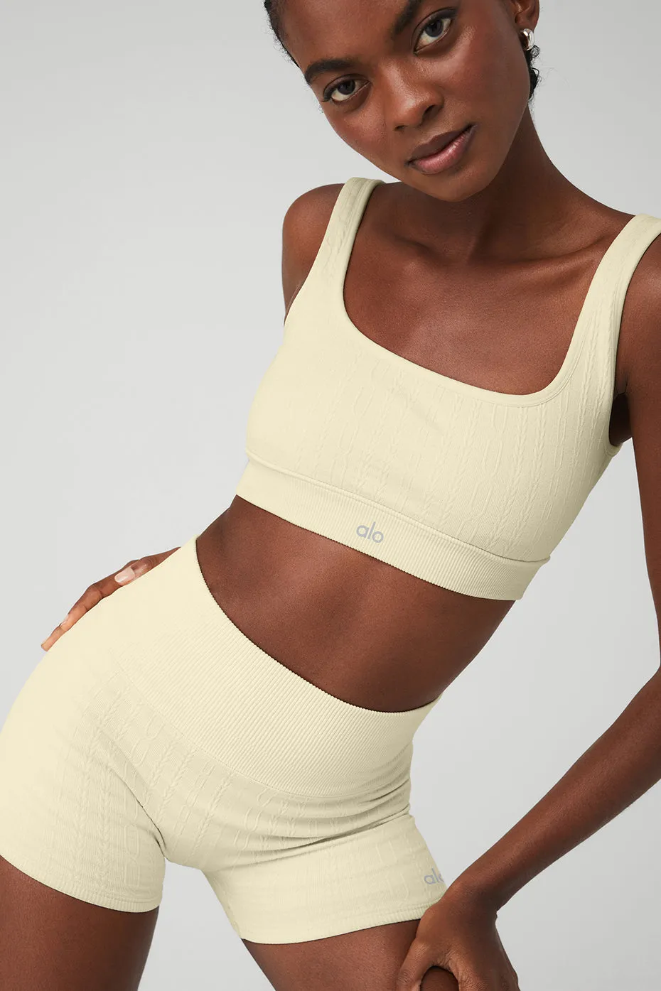 Seamless Cable Knit Bra - French Vanilla