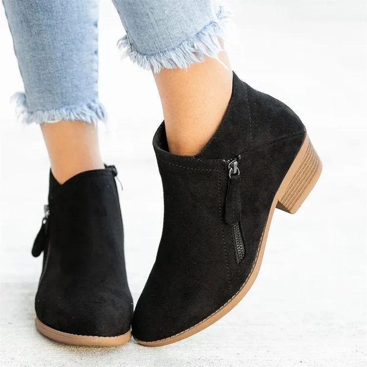 SH322 - Suede Double Side Zipper Boots