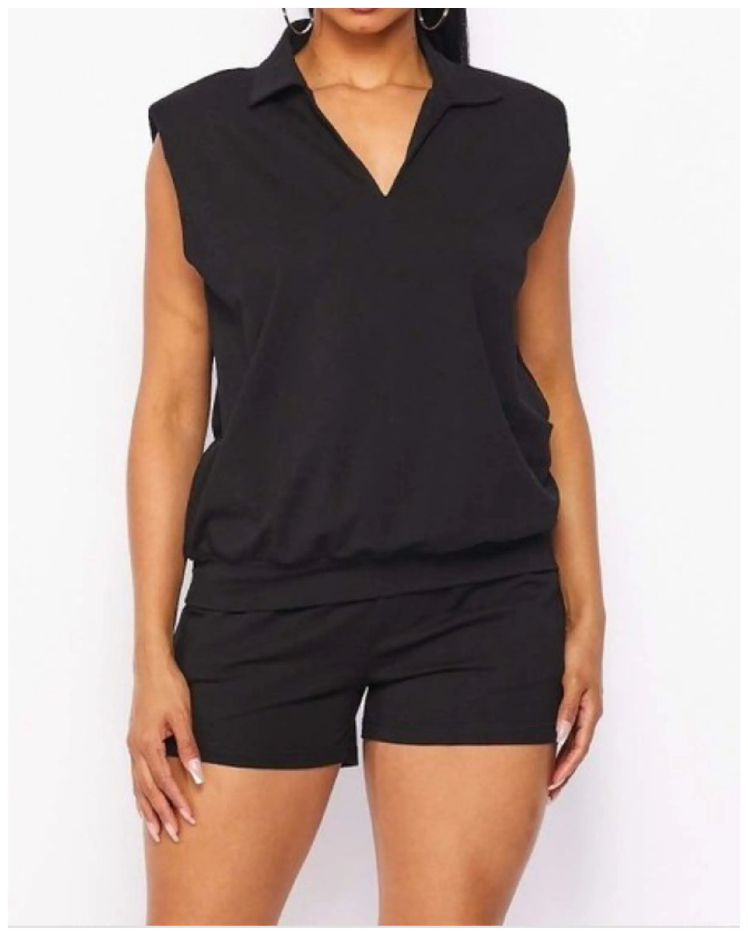 Simply casual Short Set (Black & Camel)