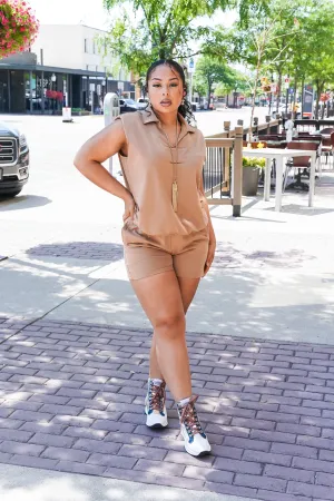 Simply casual Short Set (Black & Camel)