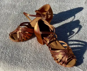 Stephanie Dance Shoes 16006 - 65 006 - Dark Tan Satin / Two Way Strap