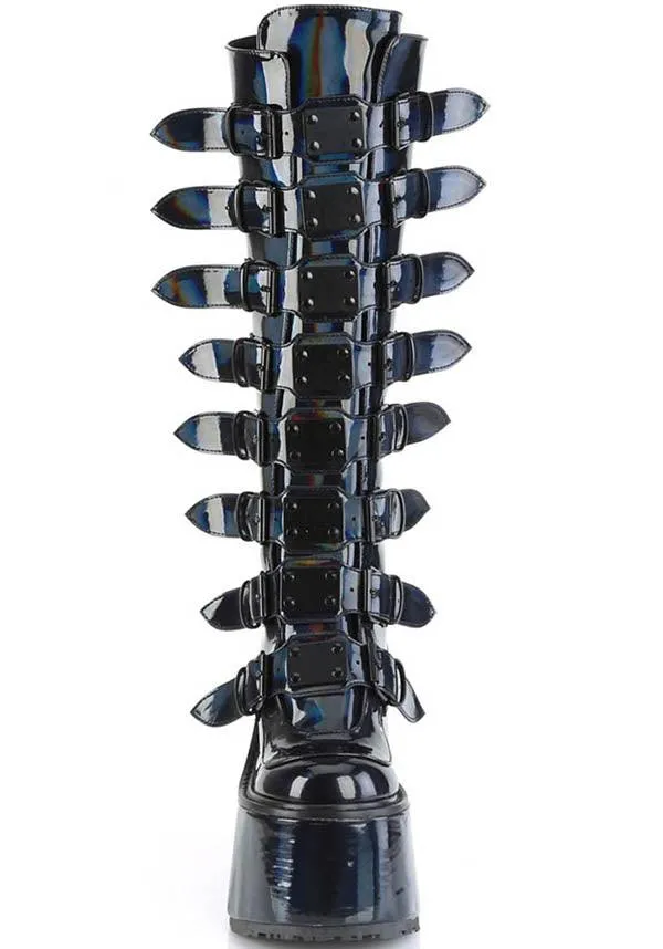 SWING-815 [Black Holographic Patent] | PLATFORM BOOTS [PREORDER]
