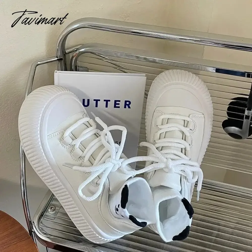 Tavimart Cute Womens Sports Shoes White Round Toe New Fashion Platform Casual Sneakers Low-top Vulcanized Original Ladies Footwear